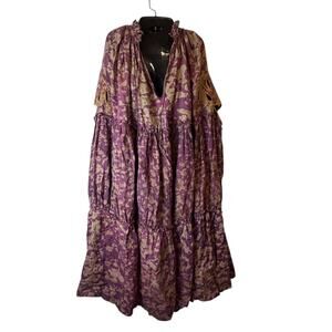 Christie Brown Ghana Luxury Designer Dress Purple Gold Tiered Cutwork African 14